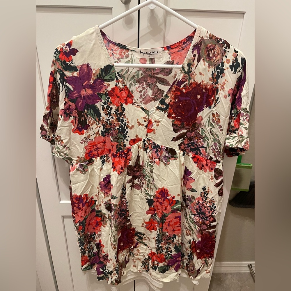 Floral babydoll dress in cream